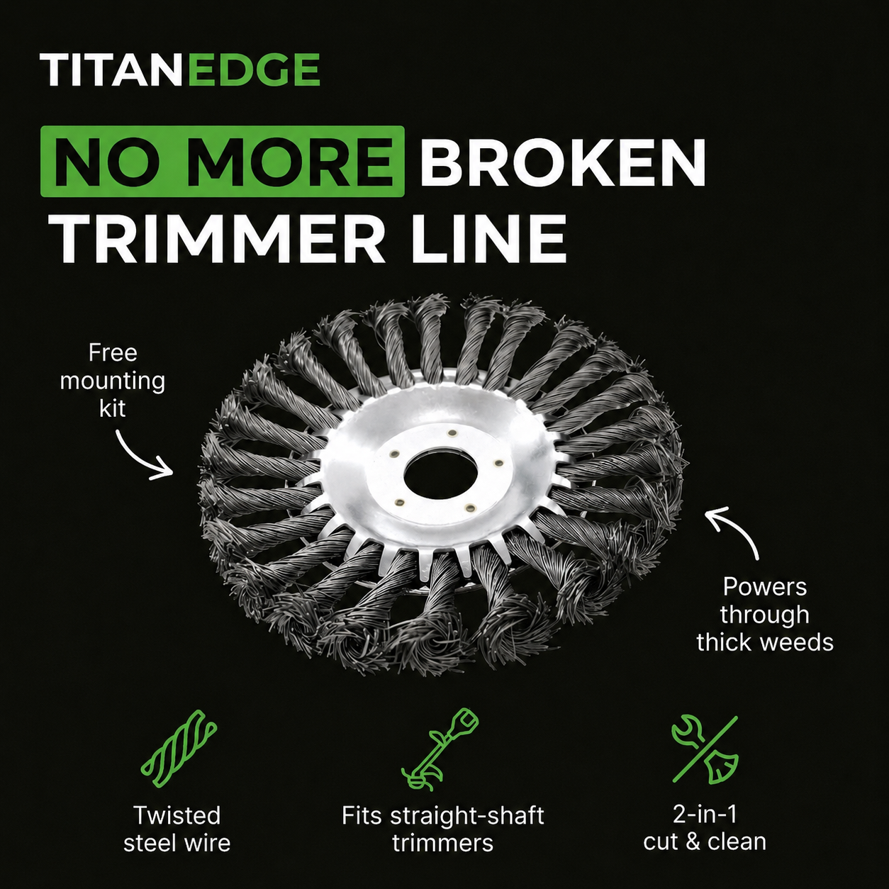 TitanEdge Steel Wire Brush Cutter Head